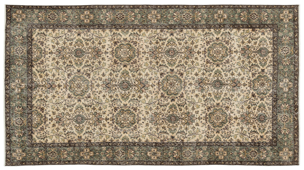 Naturel Over Dyed Vintage Rug 4'4'' x 7'11'' ft 132 x 242 cm