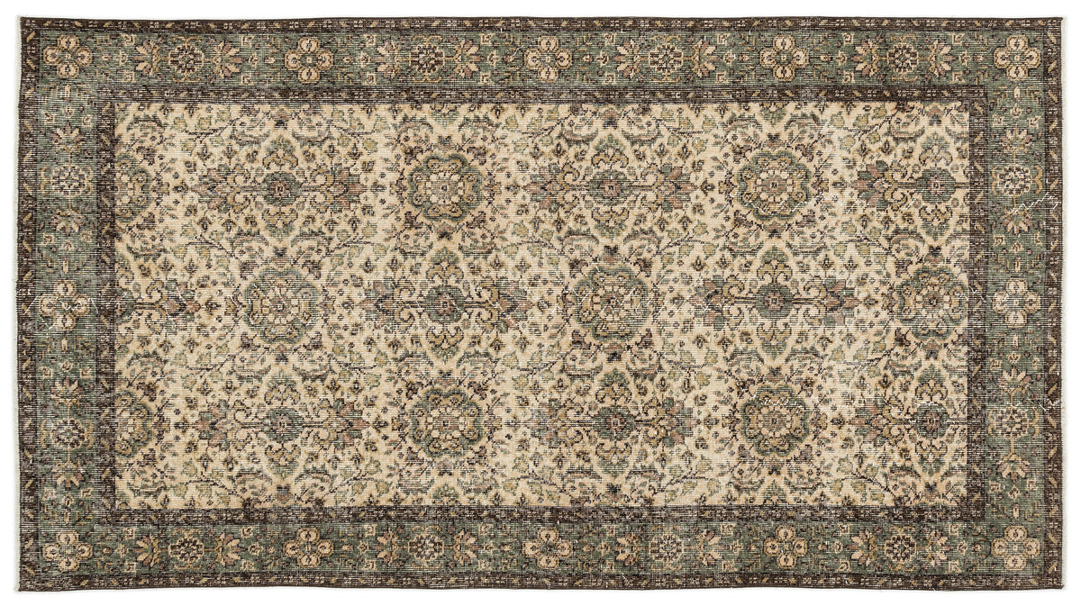 Naturel Over Dyed Vintage Rug 4&#39;4&#39;&#39; x 7&#39;11&#39;&#39; ft 132 x 242 cm