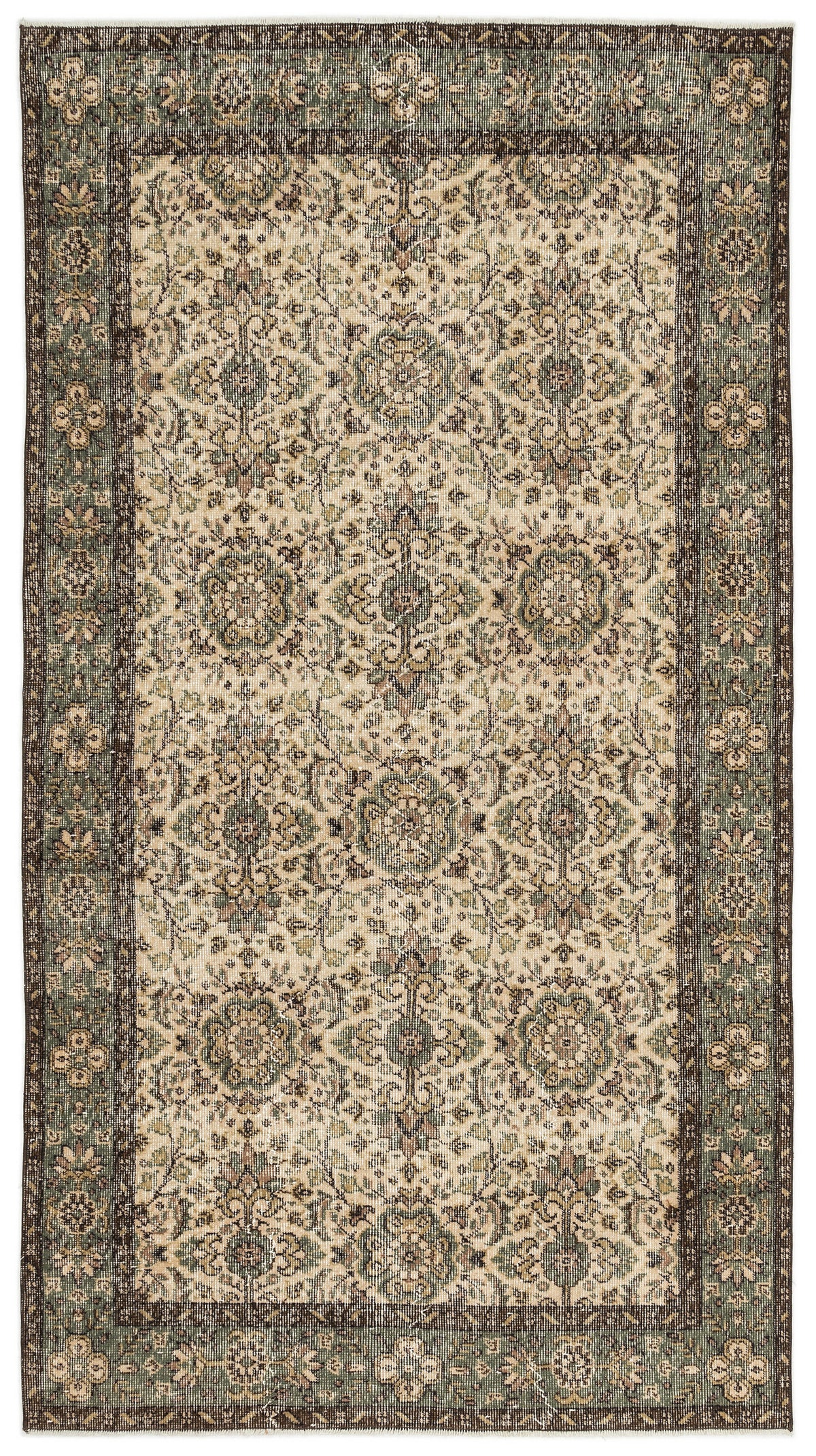 Naturel Over Dyed Vintage Rug 4&#39;4&#39;&#39; x 7&#39;11&#39;&#39; ft 132 x 242 cm