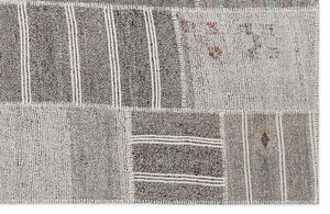 Striped Over Dyed Kilim Patchwork Unique Rug 5'3'' x 7'7'' ft 160 x 230 cm