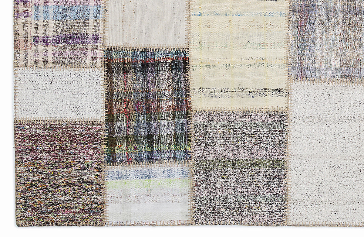 Striped Over Dyed Kilim Patchwork Unique Rug 5&#39;3&#39;&#39; x 7&#39;7&#39;&#39; ft 160 x 230 cm