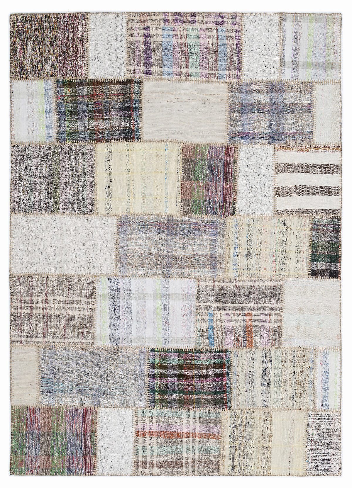 Striped Over Dyed Kilim Patchwork Unique Rug 5&#39;3&#39;&#39; x 7&#39;7&#39;&#39; ft 160 x 230 cm
