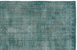Blue Over Dyed Vintage Rug 3'7'' x 6'9'' ft 108 x 206 cm
