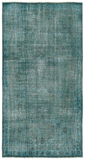 Blue Over Dyed Vintage Rug 3'7'' x 6'9'' ft 108 x 206 cm