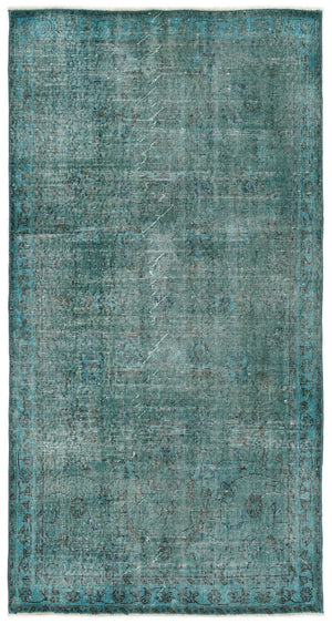 Blue Over Dyed Vintage Rug 3'7'' x 6'9'' ft 108 x 206 cm