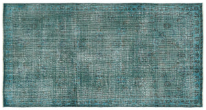 Blue Over Dyed Vintage Rug 3'7'' x 6'9'' ft 108 x 206 cm