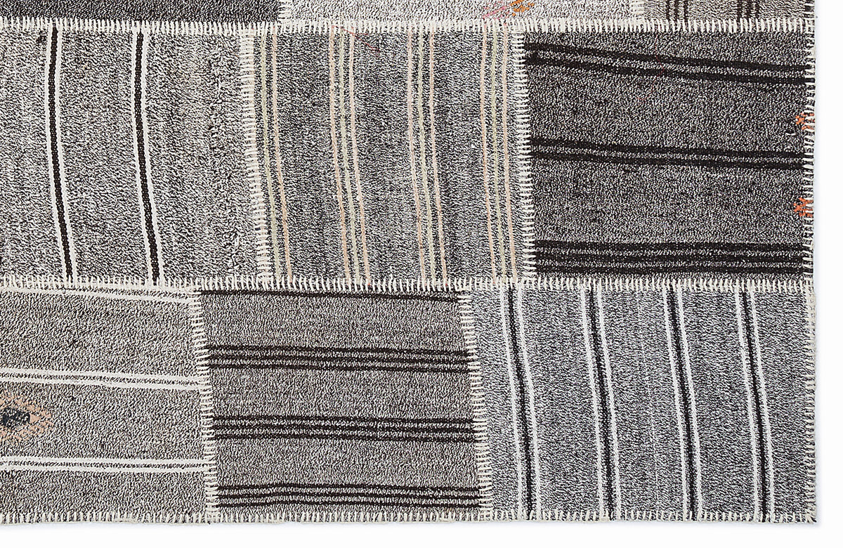 Striped Over Dyed Kilim Patchwork Unique Rug 5&#39;3&#39;&#39; x 7&#39;7&#39;&#39; ft 160 x 230 cm