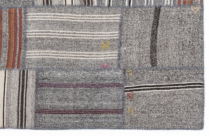 Striped Over Dyed Kilim Patchwork Unique Rug 5'3'' x 7'7'' ft 160 x 230 cm