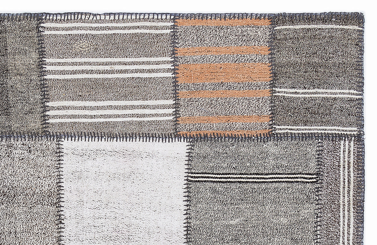 Striped Over Dyed Kilim Patchwork Unique Rug 5&#39;3&#39;&#39; x 7&#39;7&#39;&#39; ft 160 x 230 cm