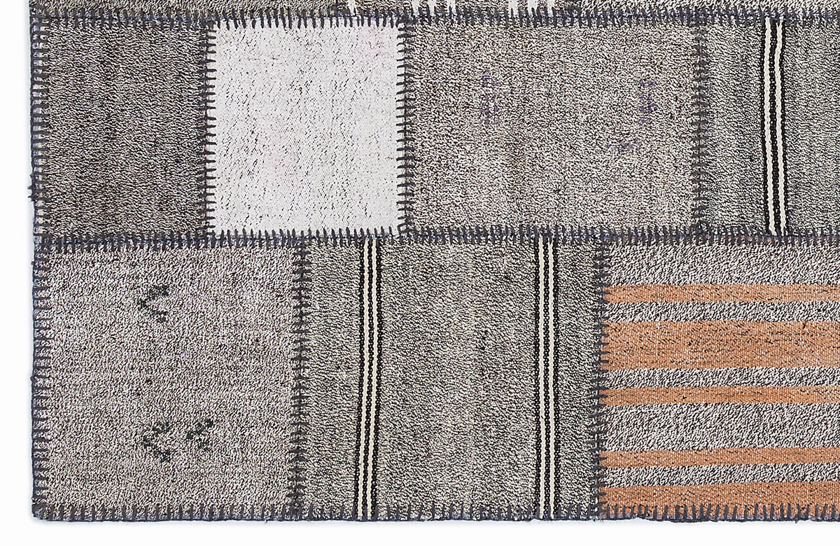 Striped Over Dyed Kilim Patchwork Unique Rug 5&#39;3&#39;&#39; x 7&#39;7&#39;&#39; ft 160 x 230 cm