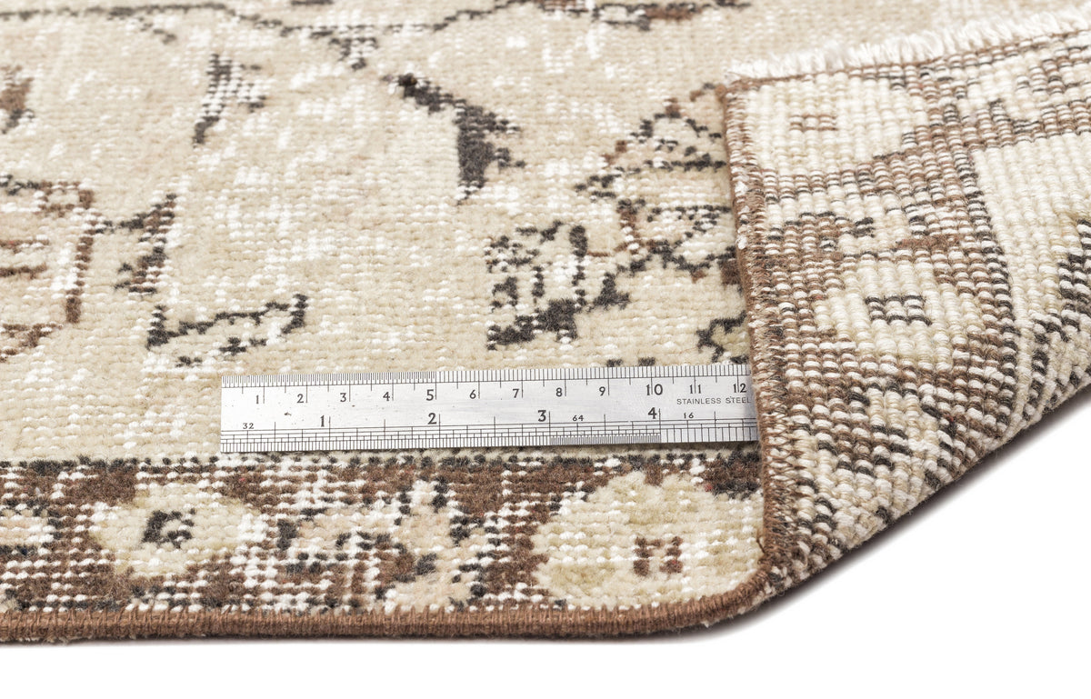Beige Over Dyed Vintage Rug 6&#39;3&#39;&#39; x 10&#39;6&#39;&#39; ft 190 x 320 cm