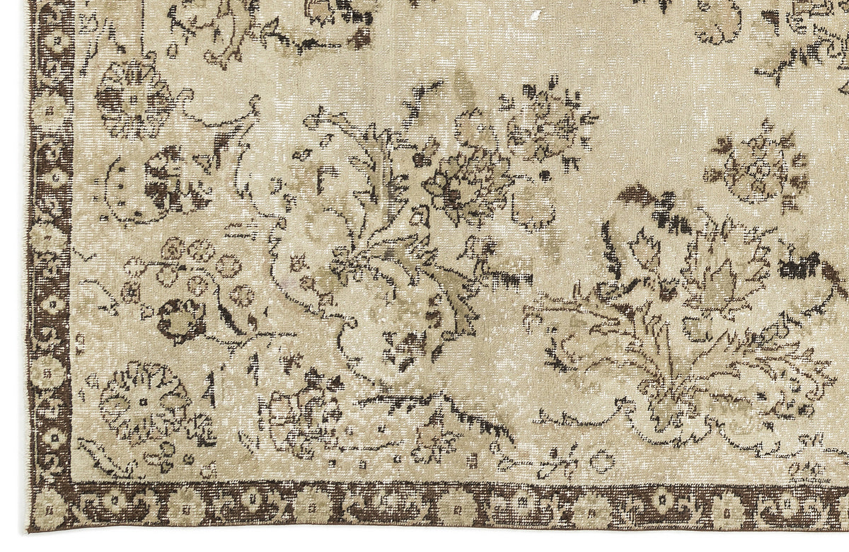 Beige Over Dyed Vintage Rug 6&#39;3&#39;&#39; x 10&#39;6&#39;&#39; ft 190 x 320 cm