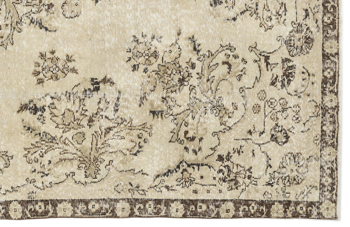 Beige Over Dyed Vintage Rug 6&#39;3&#39;&#39; x 10&#39;6&#39;&#39; ft 190 x 320 cm