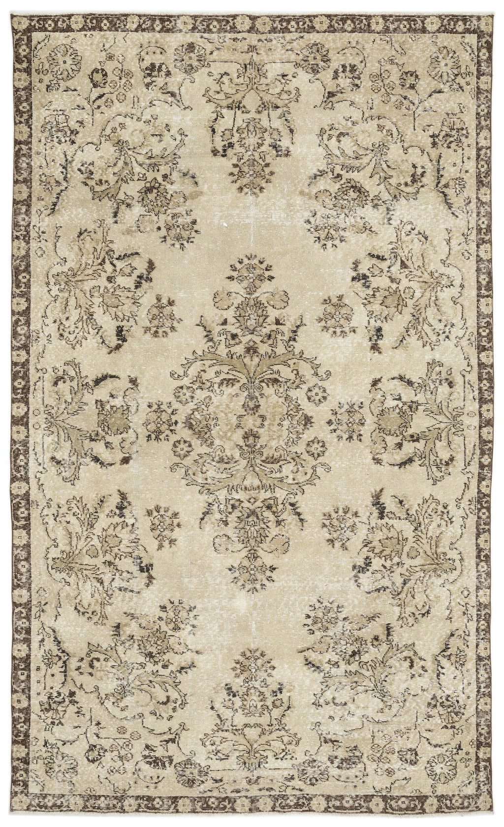 Beige Over Dyed Vintage Rug 6'3'' x 10'6'' ft 190 x 320 cm