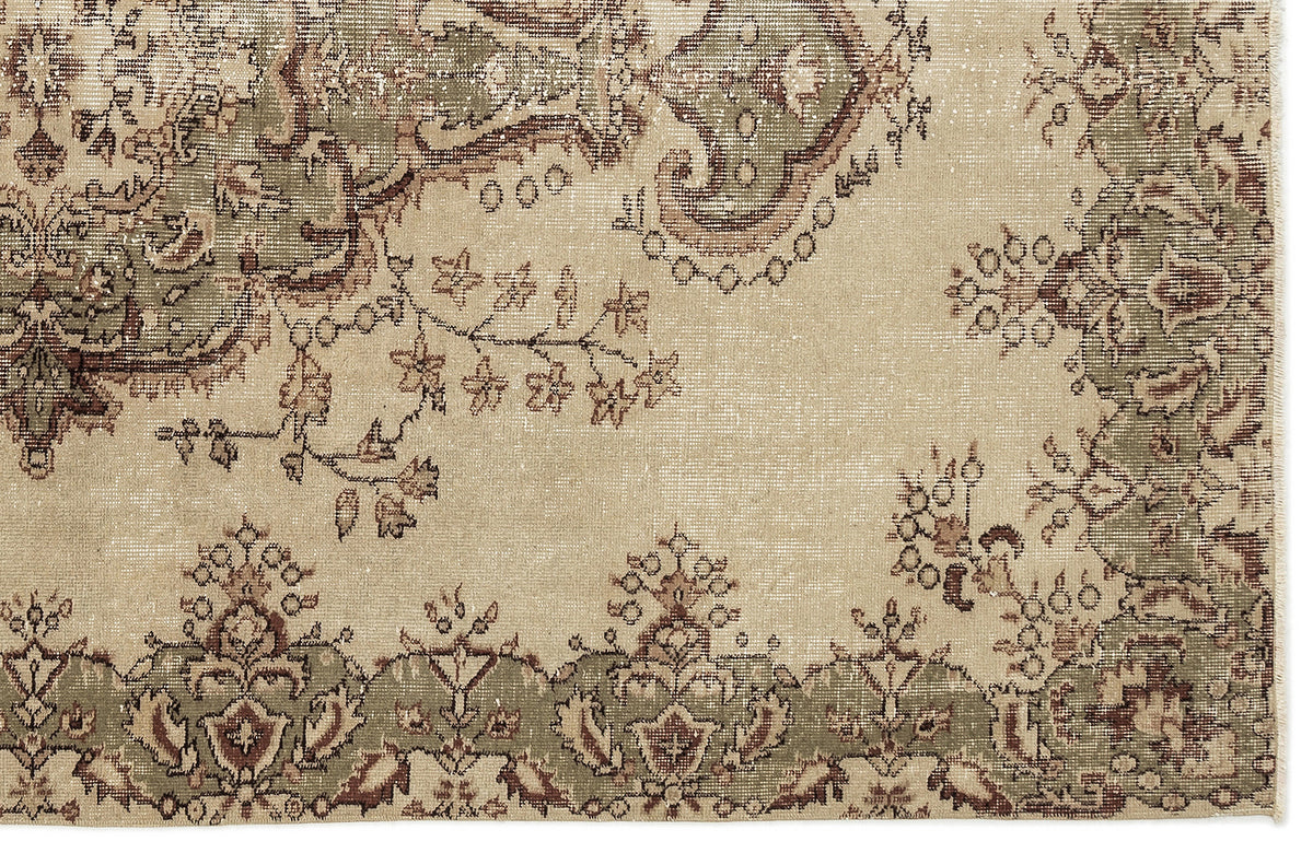Beige Over Dyed Vintage Rug 5&#39;7&#39;&#39; x 8&#39;10&#39;&#39; ft 169 x 268 cm