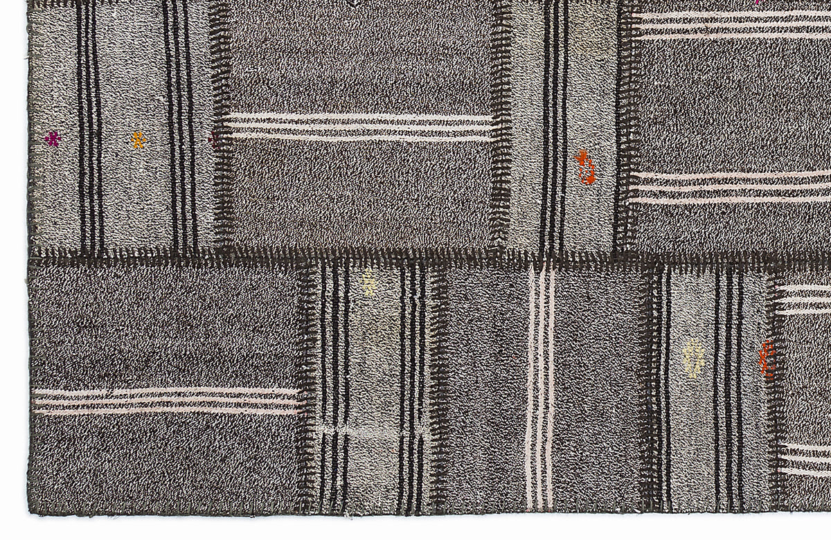 Striped Over Dyed Kilim Patchwork Unique Rug 5&#39;3&#39;&#39; x 7&#39;7&#39;&#39; ft 160 x 230 cm