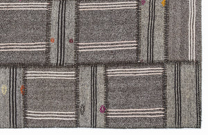 Striped Over Dyed Kilim Patchwork Unique Rug 5'3'' x 7'7'' ft 160 x 230 cm
