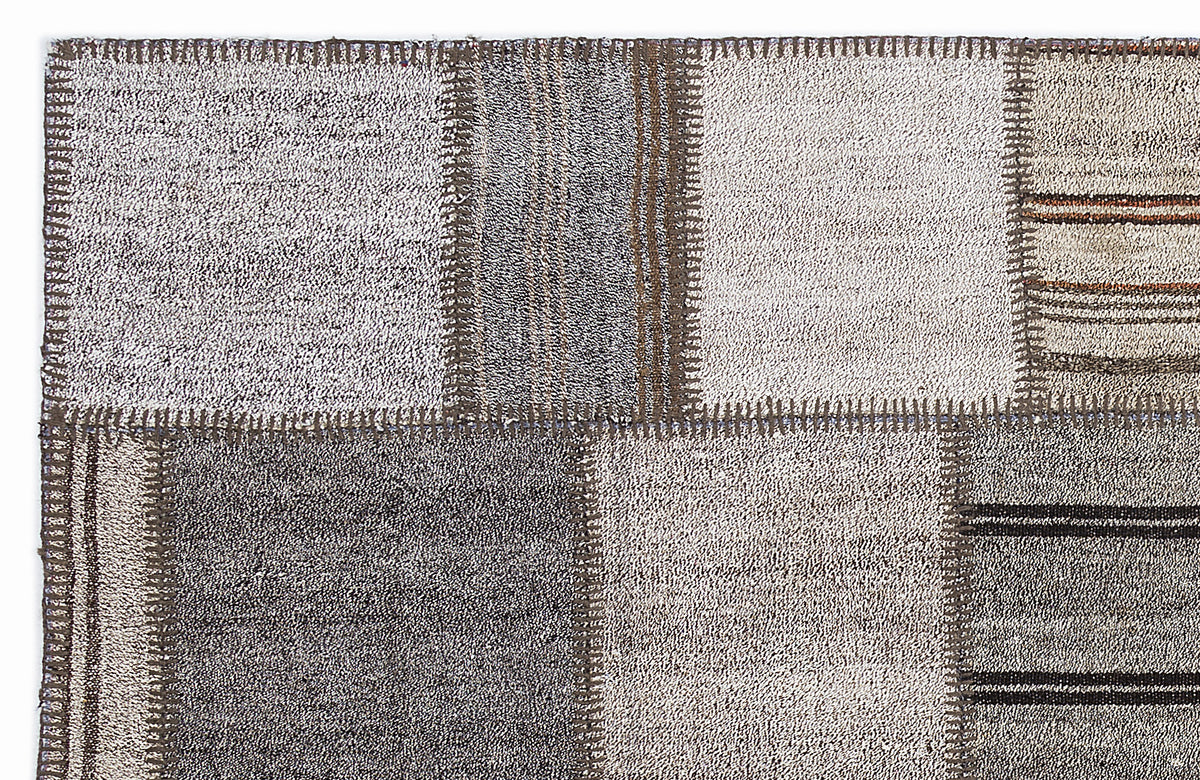 Striped Over Dyed Kilim Patchwork Unique Rug 5&#39;3&#39;&#39; x 7&#39;7&#39;&#39; ft 160 x 230 cm