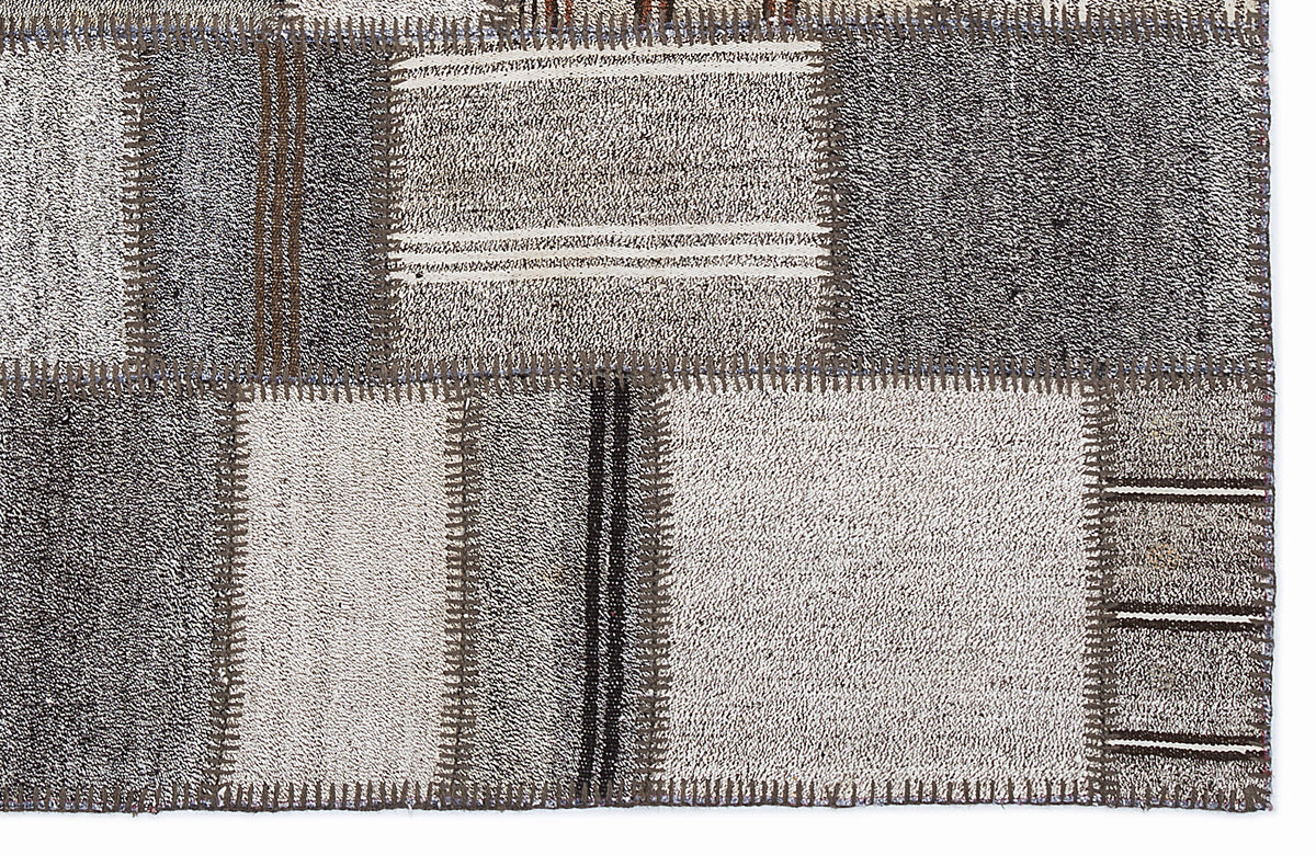 Striped Over Dyed Kilim Patchwork Unique Rug 5&#39;3&#39;&#39; x 7&#39;7&#39;&#39; ft 160 x 230 cm