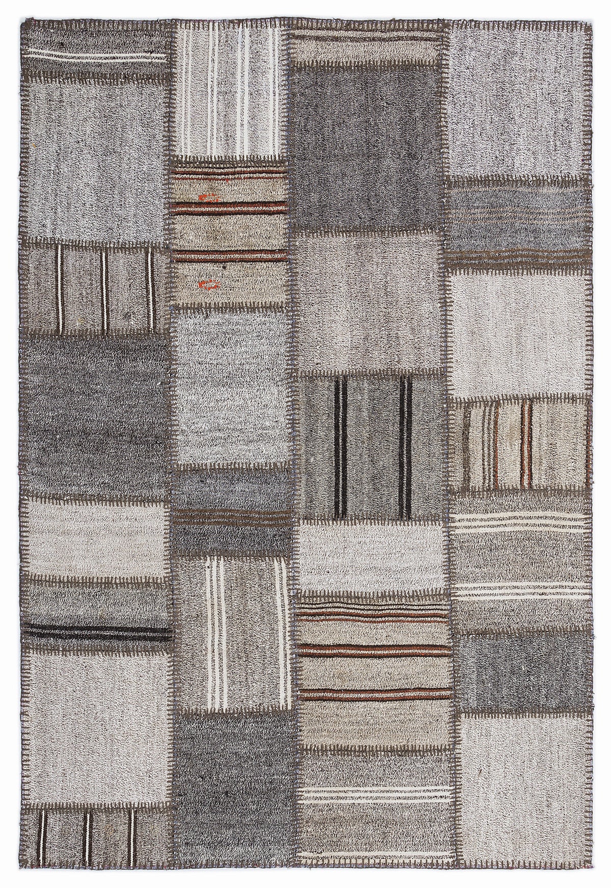 Striped Over Dyed Kilim Patchwork Unique Rug 5&#39;3&#39;&#39; x 7&#39;7&#39;&#39; ft 160 x 230 cm