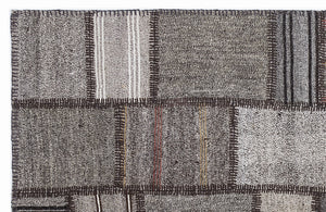 Striped Over Dyed Kilim Patchwork Unique Rug 5'3'' x 7'7'' ft 160 x 230 cm