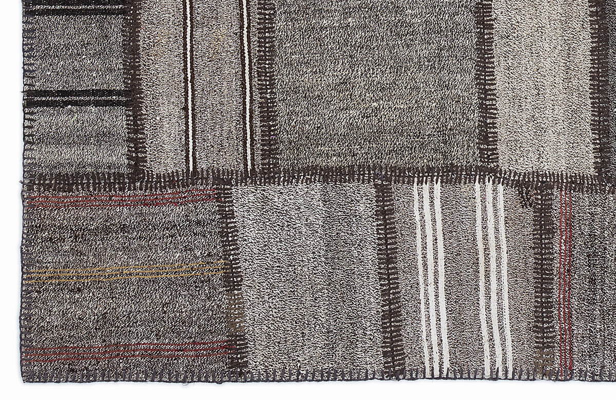 Striped Over Dyed Kilim Patchwork Unique Rug 5&#39;3&#39;&#39; x 7&#39;7&#39;&#39; ft 160 x 230 cm