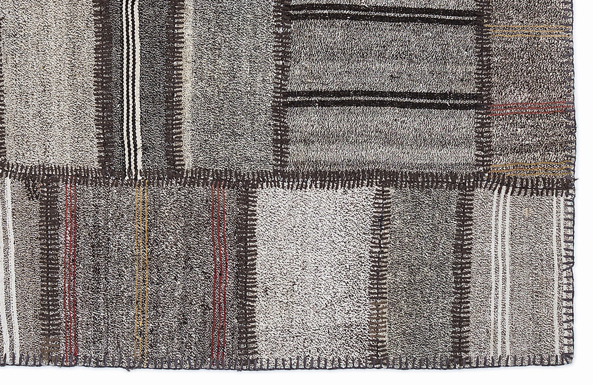 Striped Over Dyed Kilim Patchwork Unique Rug 5&#39;3&#39;&#39; x 7&#39;7&#39;&#39; ft 160 x 230 cm