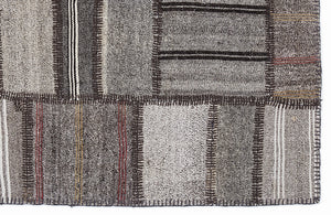 Striped Over Dyed Kilim Patchwork Unique Rug 5'3'' x 7'7'' ft 160 x 230 cm