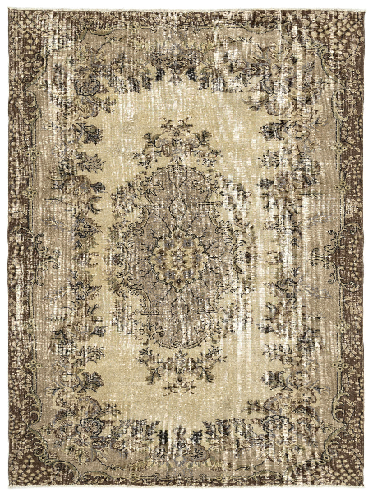 Naturel Over Dyed Vintage Rug 6&#39;5&#39;&#39; x 8&#39;5&#39;&#39; ft 195 x 256 cm