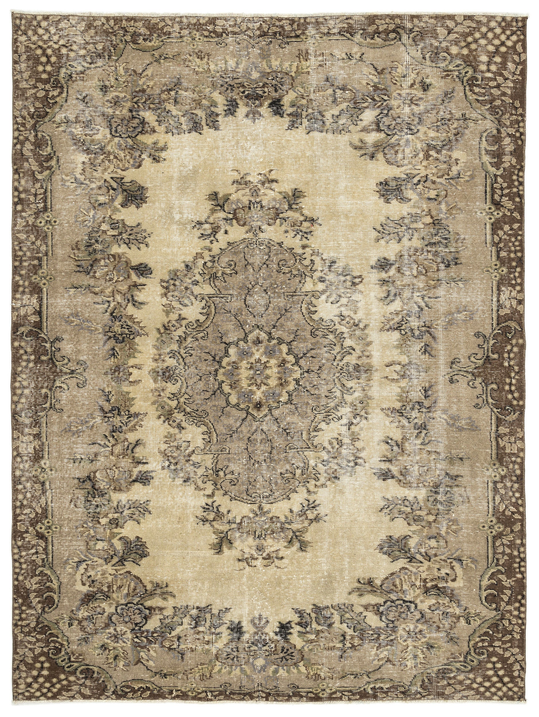 Naturel Over Dyed Vintage Rug 6'5'' x 8'5'' ft 195 x 256 cm