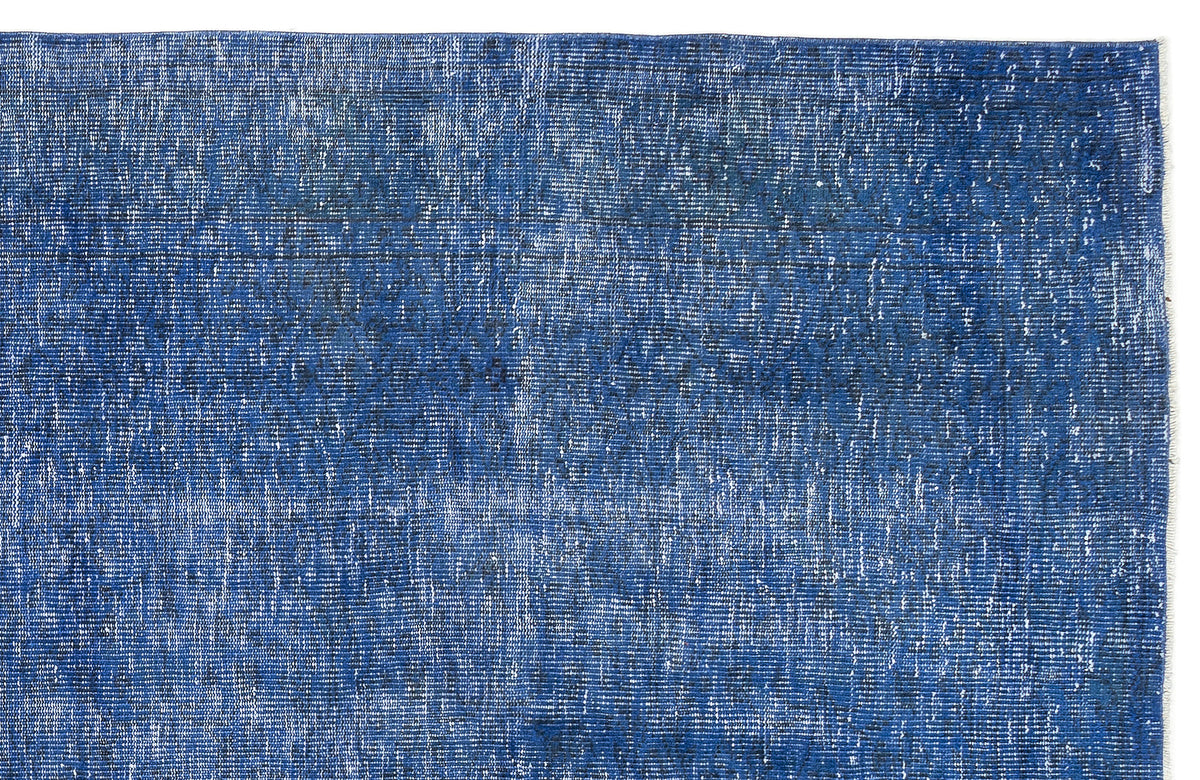 Blue Over Dyed Vintage Rug 6&#39;7&#39;&#39; x 10&#39;3&#39;&#39; ft 200 x 313 cm