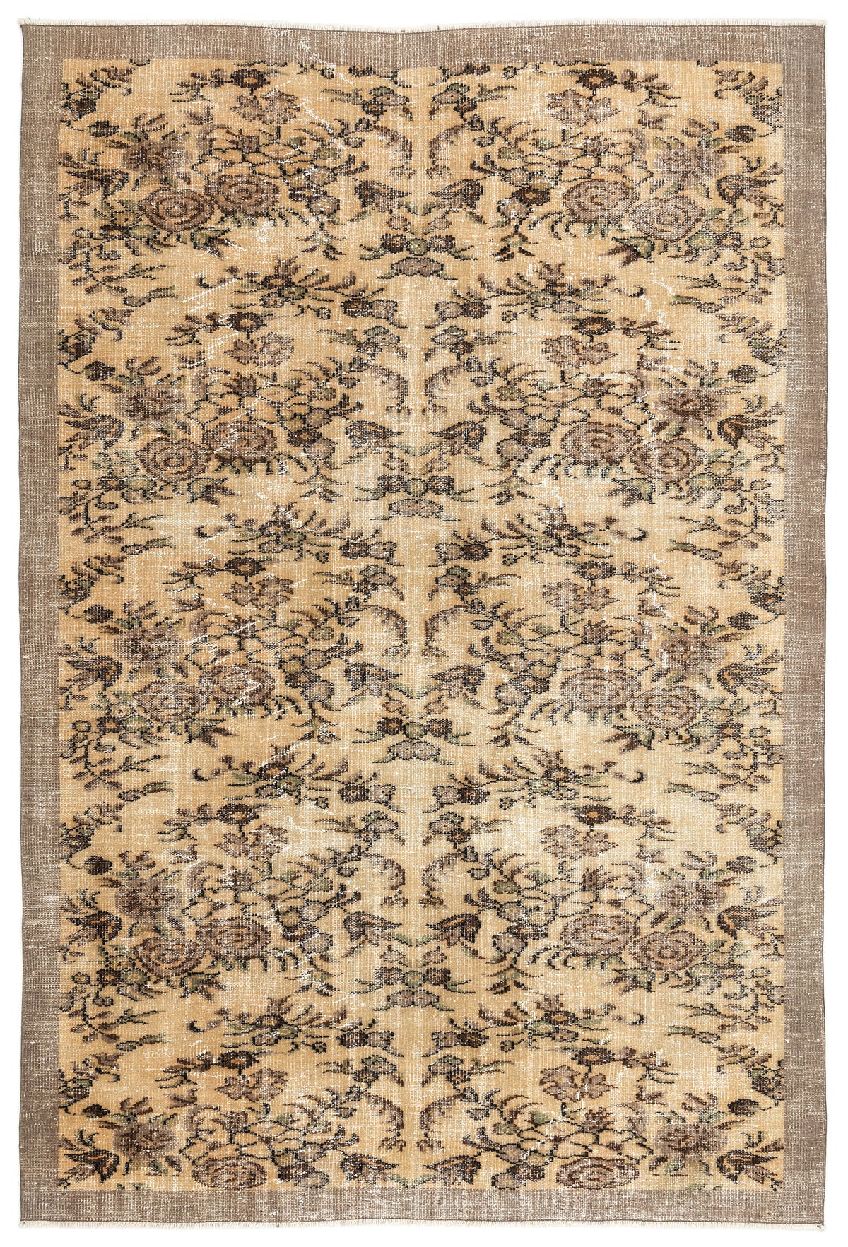 Naturel Over Dyed Vintage Rug 5&#39;9&#39;&#39; x 8&#39;6&#39;&#39; ft 175 x 258 cm