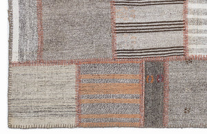 Striped Over Dyed Kilim Patchwork Unique Rug 5'3'' x 7'7'' ft 160 x 230 cm