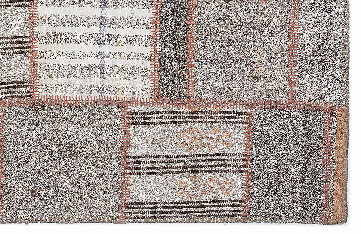 Striped Over Dyed Kilim Patchwork Unique Rug 5&#39;3&#39;&#39; x 7&#39;7&#39;&#39; ft 160 x 230 cm