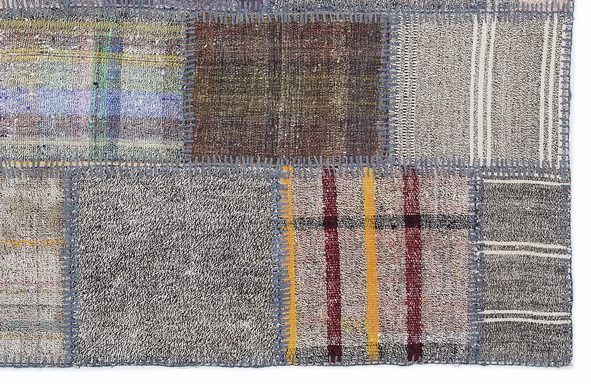 Striped Over Dyed Kilim Patchwork Unique Rug 5&#39;3&#39;&#39; x 7&#39;7&#39;&#39; ft 160 x 230 cm