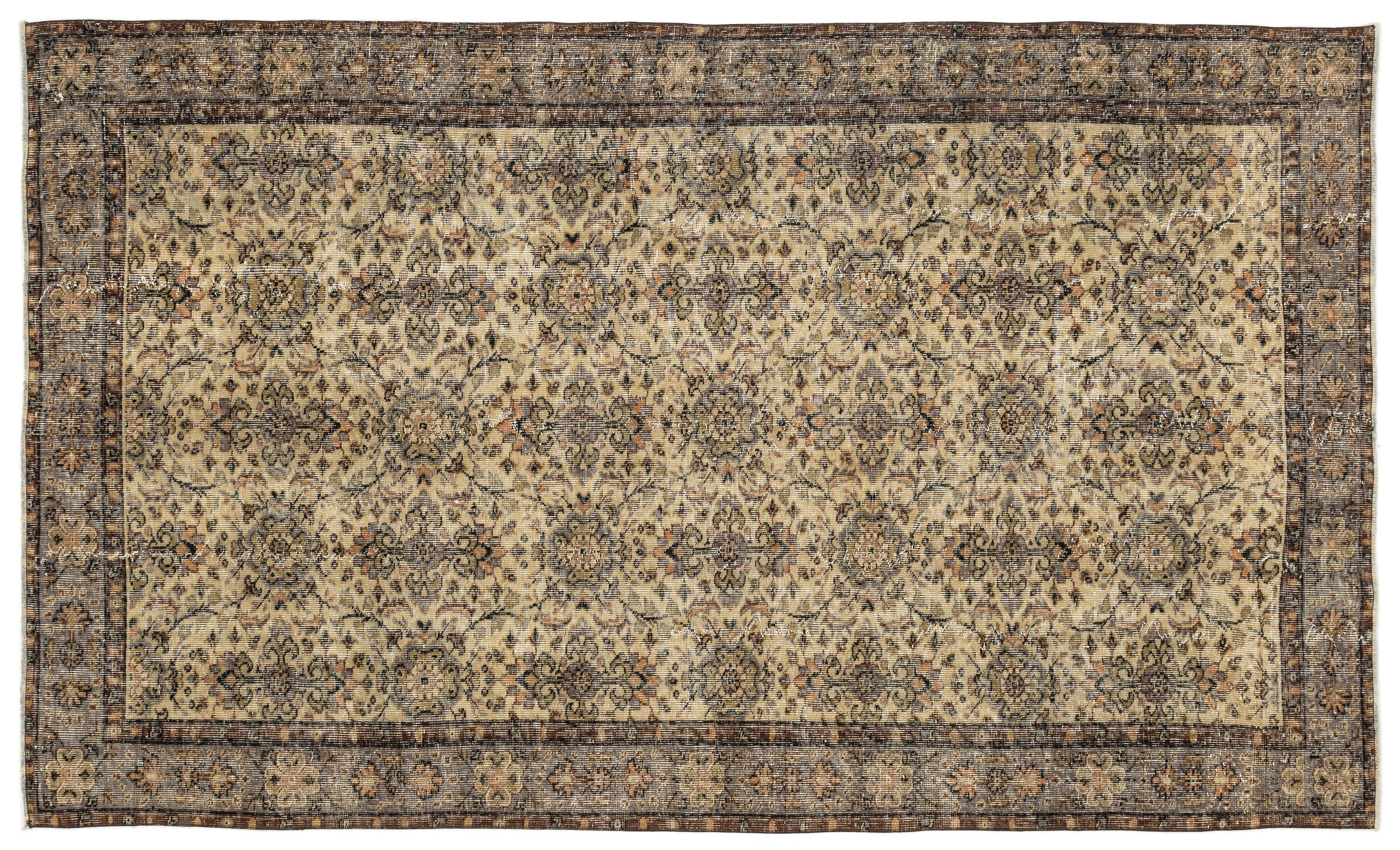 Naturel Over Dyed Vintage Rug 5'7'' x 9'5'' ft 170 x 287 cm