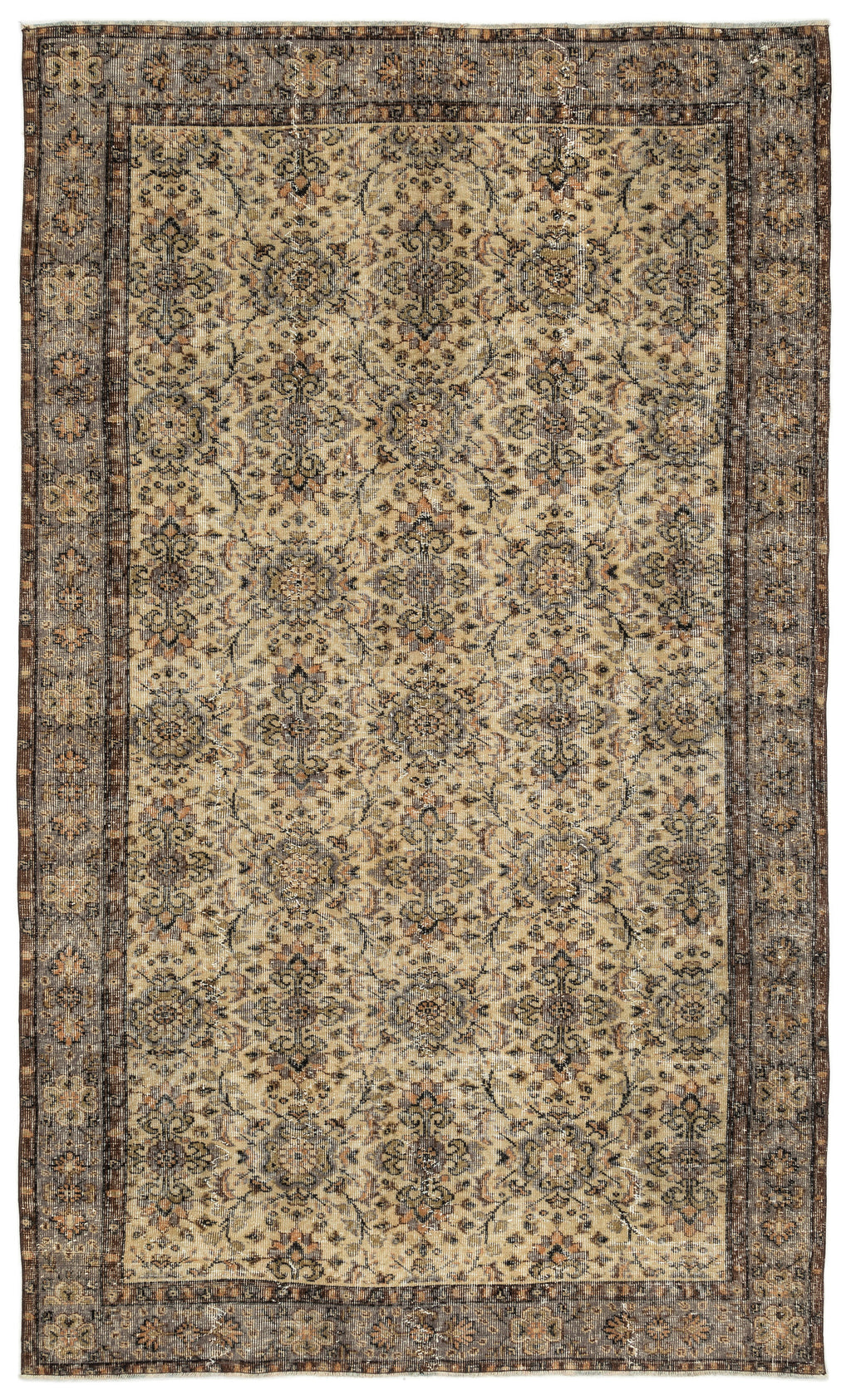 Naturel Over Dyed Vintage Rug 5'7'' x 9'5'' ft 170 x 287 cm