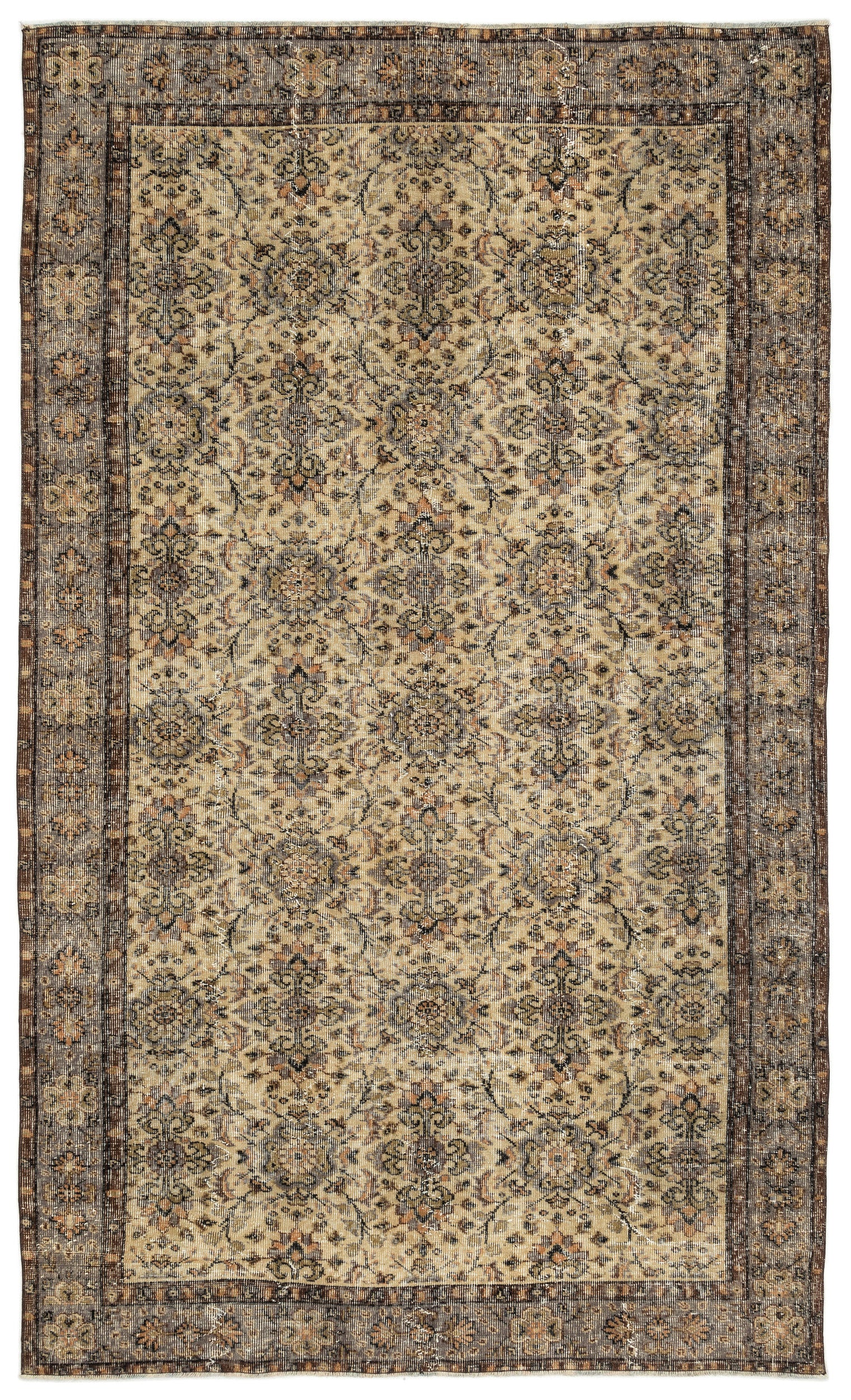 Naturel Over Dyed Vintage Rug 5'7'' x 9'5'' ft 170 x 287 cm