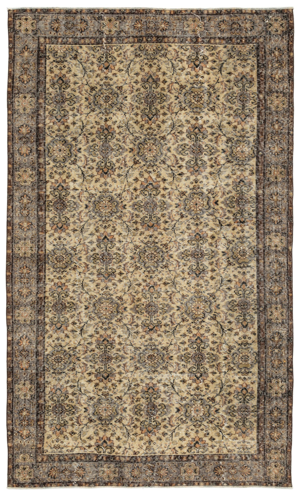 Naturel Over Dyed Vintage Rug 5&#39;7&#39;&#39; x 9&#39;5&#39;&#39; ft 170 x 287 cm