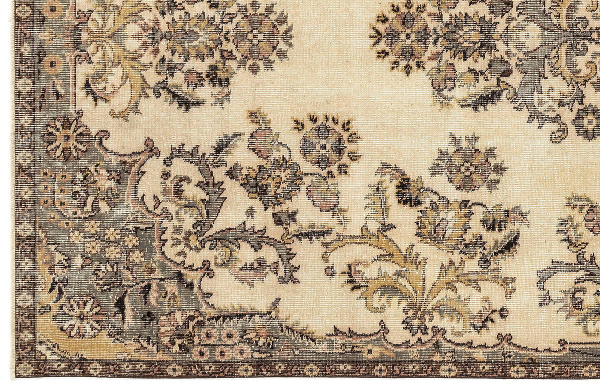 Beige Over Dyed Vintage Rug 5&#39;5&#39;&#39; x 8&#39;10&#39;&#39; ft 165 x 269 cm