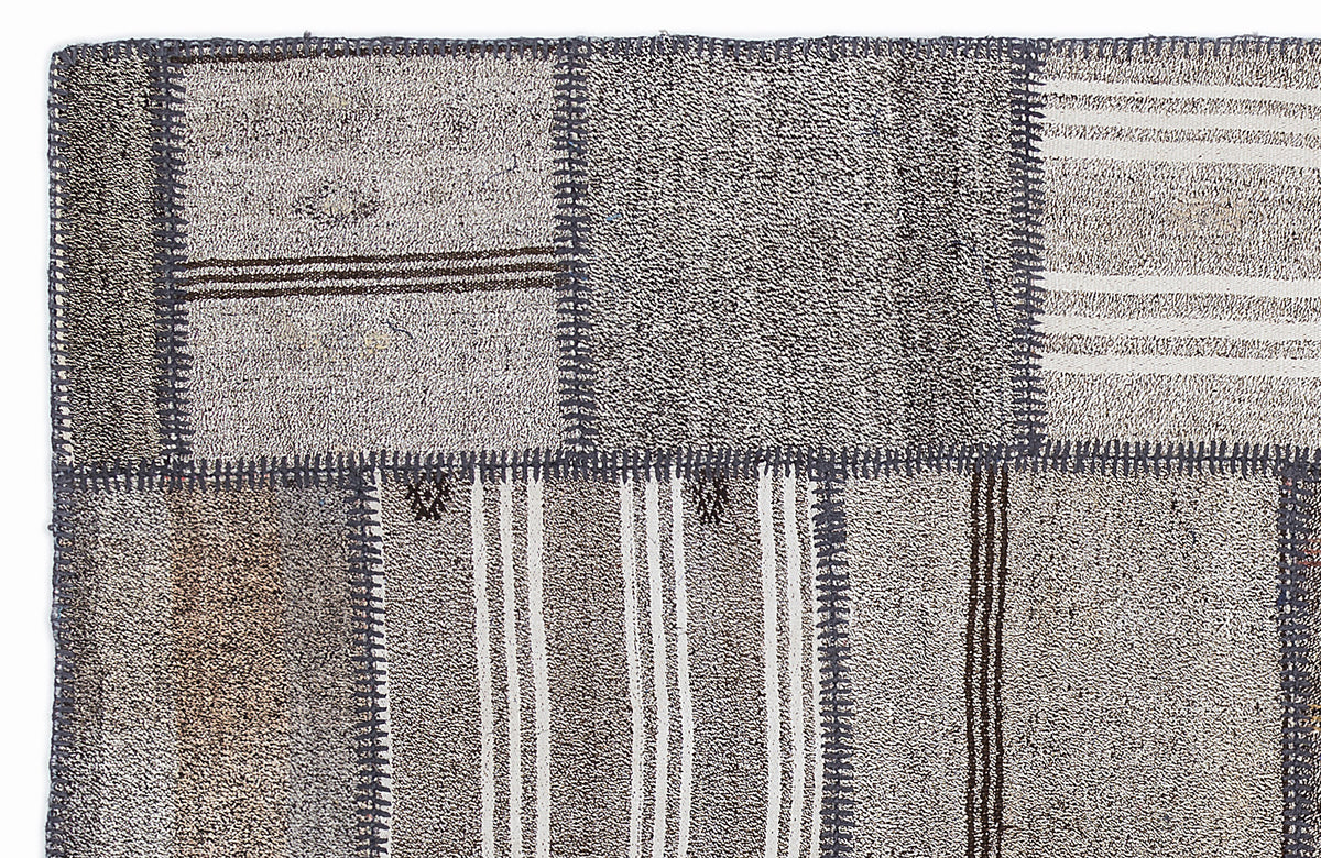 Striped Over Dyed Kilim Patchwork Unique Rug 5&#39;3&#39;&#39; x 7&#39;7&#39;&#39; ft 160 x 230 cm