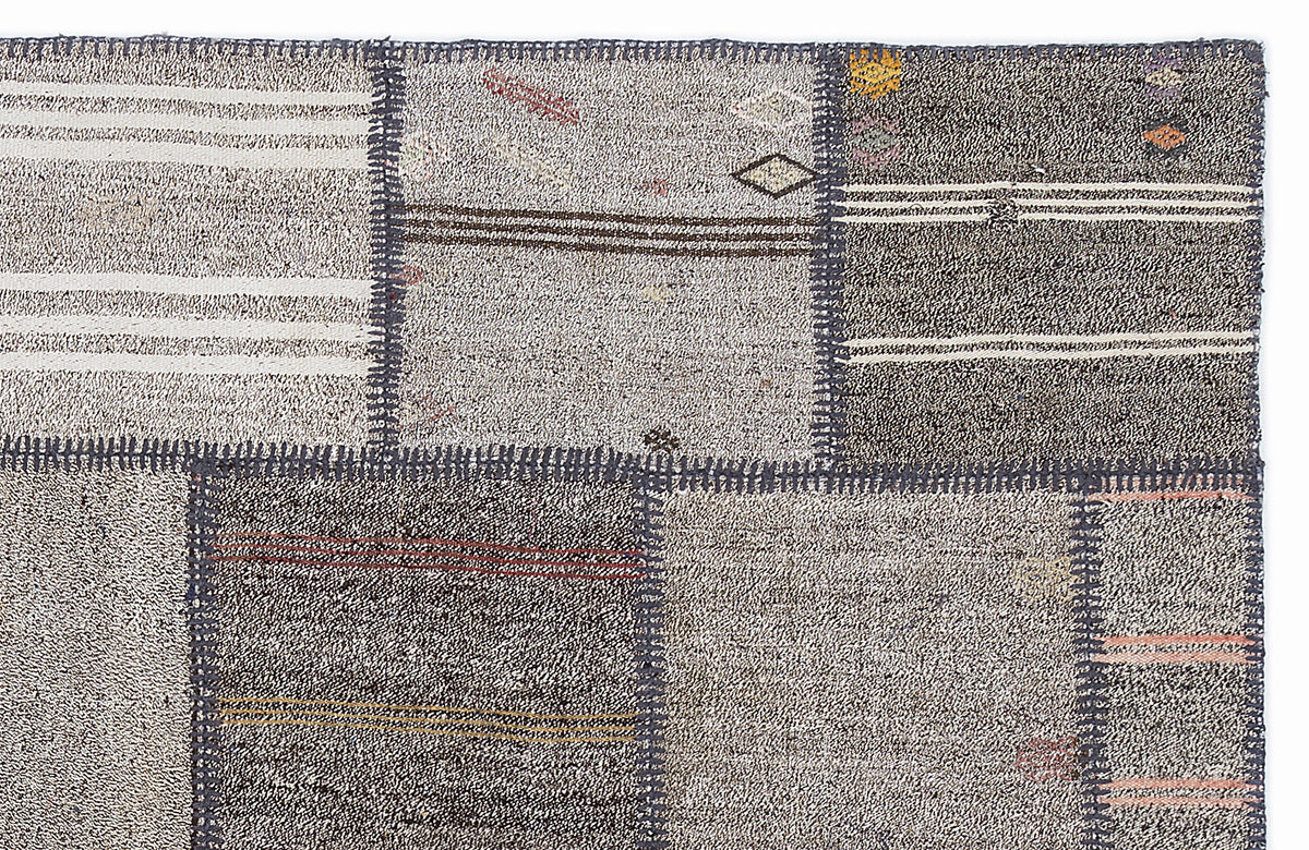 Striped Over Dyed Kilim Patchwork Unique Rug 5&#39;3&#39;&#39; x 7&#39;7&#39;&#39; ft 160 x 230 cm