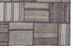 Striped Over Dyed Kilim Patchwork Unique Rug 5'3'' x 7'7'' ft 160 x 230 cm
