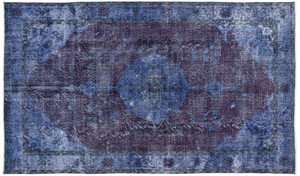 Traditional Design Blue Over Dyed Vintage Rug 5'11'' x 10'2'' ft 181 x 309 cm