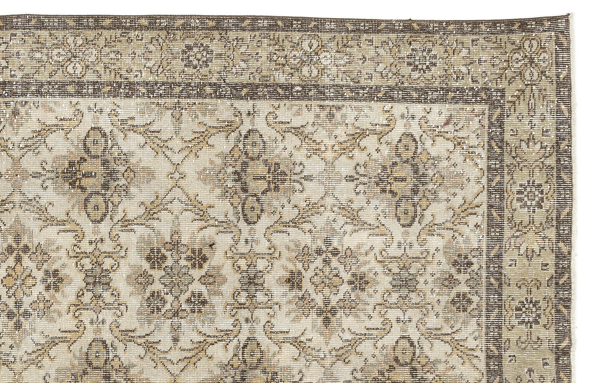Beige Over Dyed Vintage Rug 5&#39;12&#39;&#39; x 9&#39;8&#39;&#39; ft 182 x 295 cm