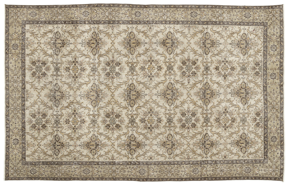 Beige Over Dyed Vintage Rug 5&#39;12&#39;&#39; x 9&#39;8&#39;&#39; ft 182 x 295 cm