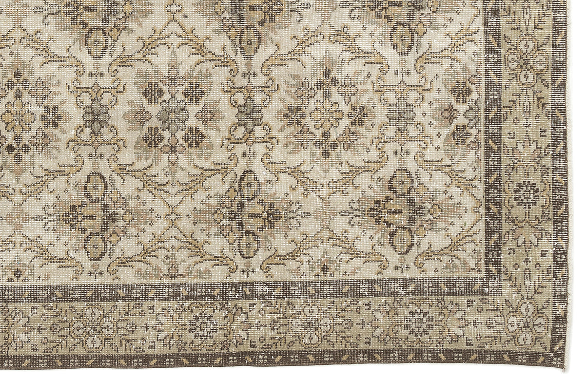 Beige Over Dyed Vintage Rug 5&#39;12&#39;&#39; x 9&#39;8&#39;&#39; ft 182 x 295 cm