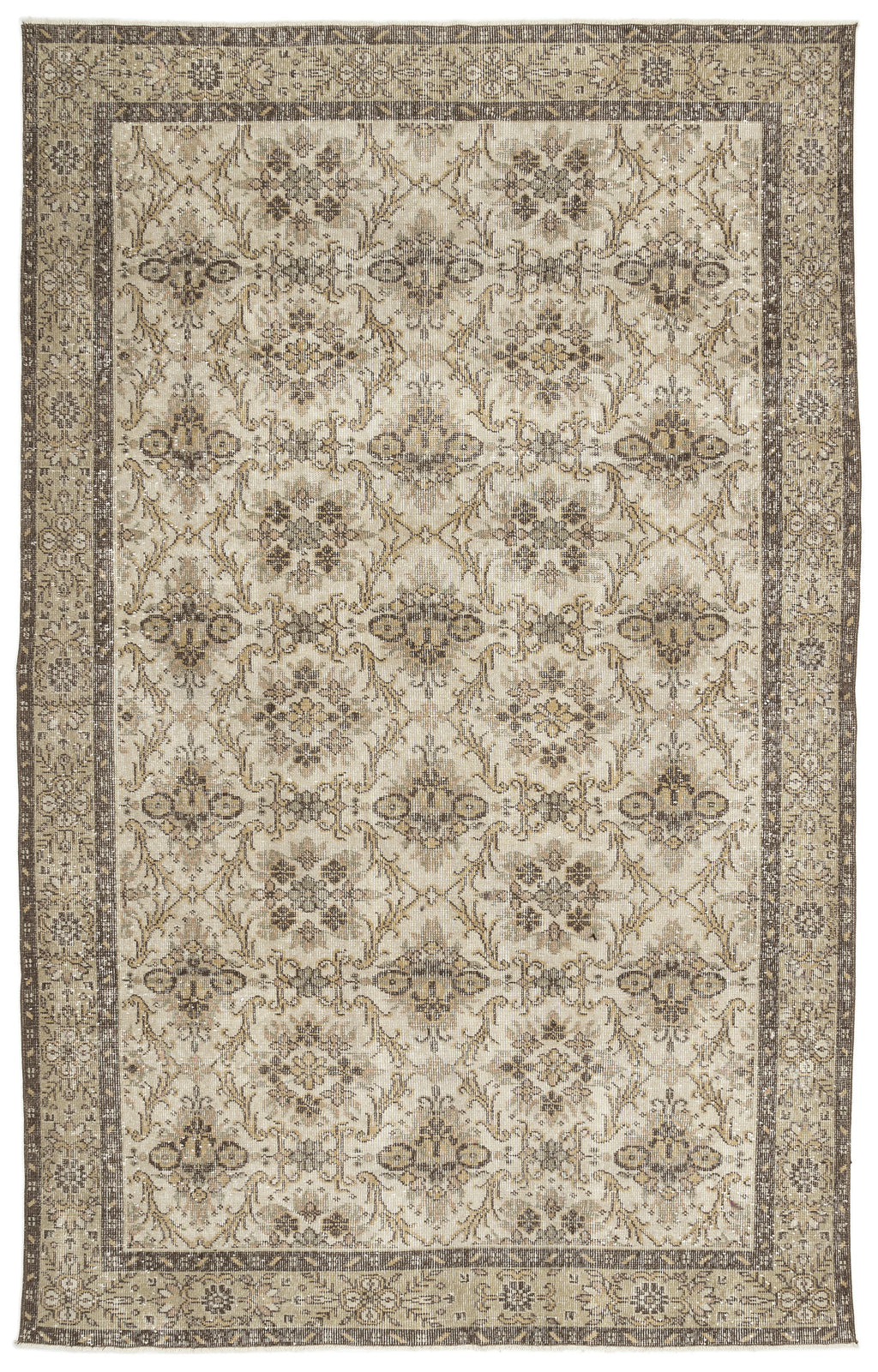Beige Over Dyed Vintage Rug 5'12'' x 9'8'' ft 182 x 295 cm