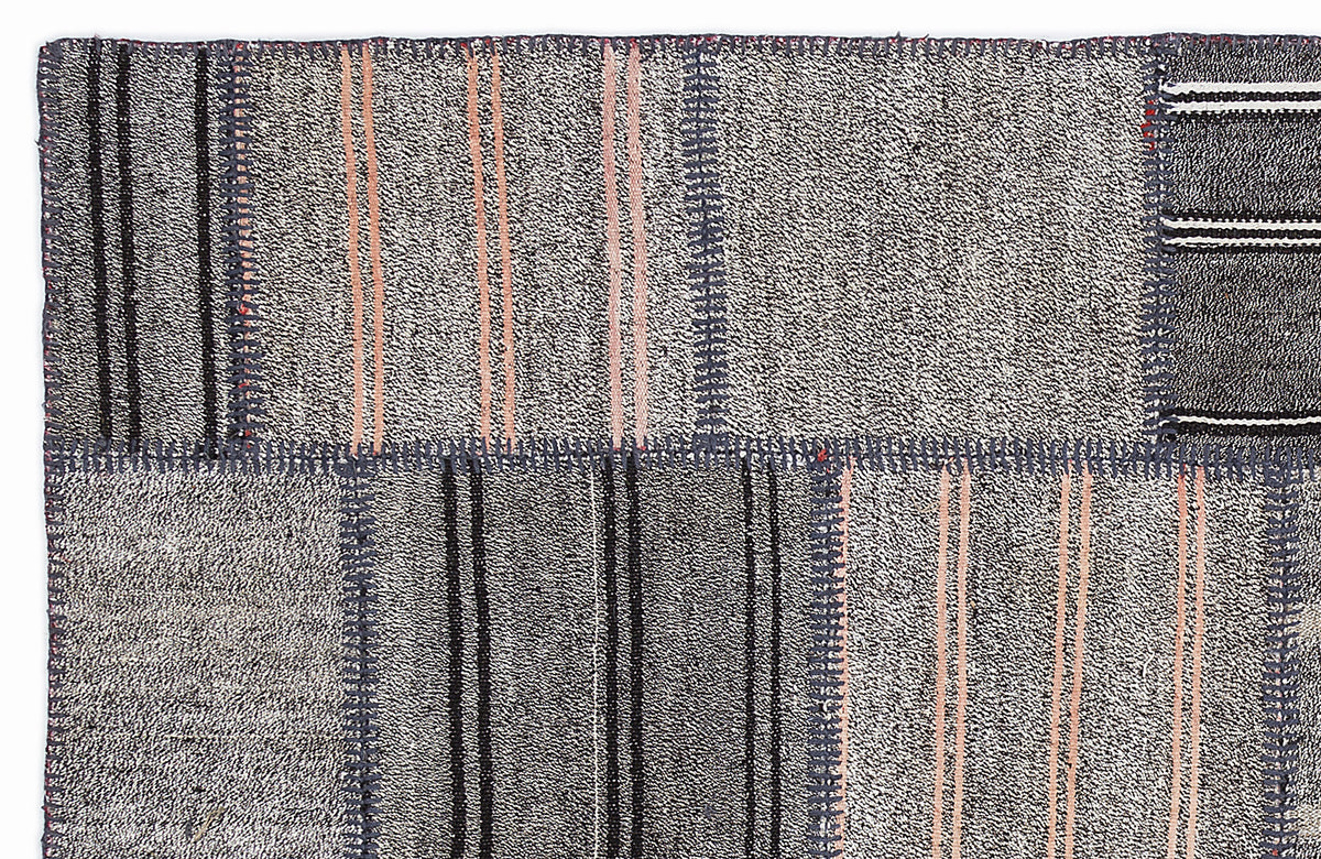 Striped Over Dyed Kilim Patchwork Unique Rug 5&#39;3&#39;&#39; x 7&#39;7&#39;&#39; ft 160 x 230 cm