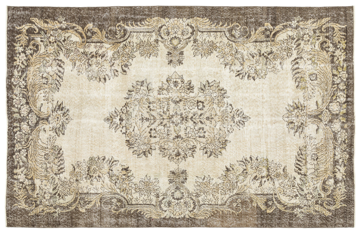 Beige Over Dyed Vintage Rug 5&#39;9&#39;&#39; x 9&#39;0&#39;&#39; ft 176 x 275 cm